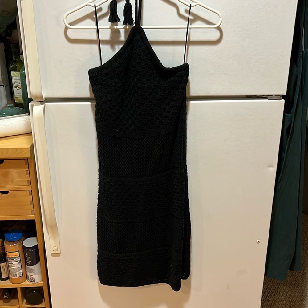 Black knitted halter dress